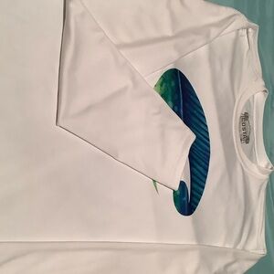 Costa White Long Sleeve Tee with Blue and Green Design